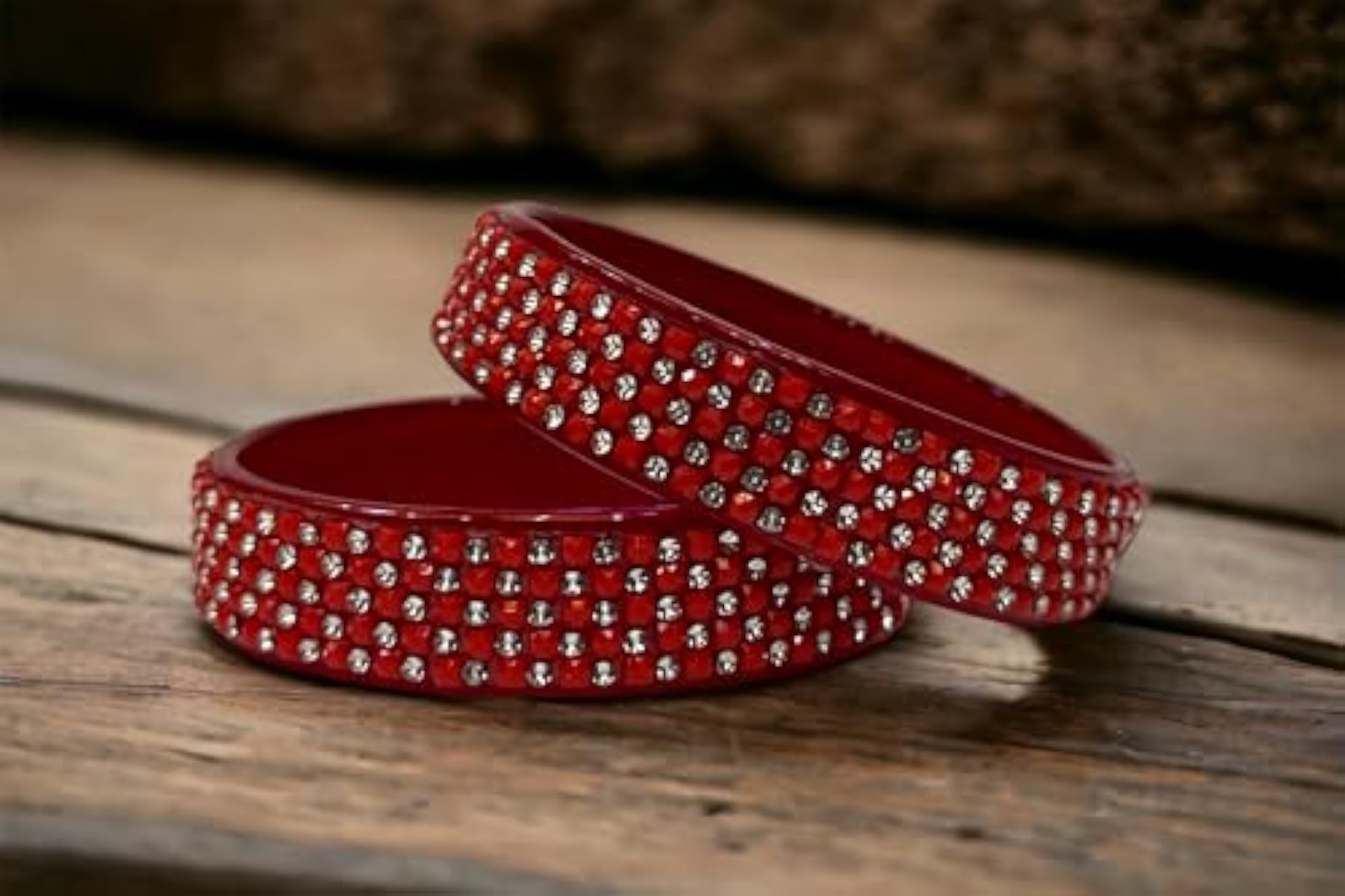 Zircon Stone Glass Bangle Indian Fancy Kanch Bangles (2.60)